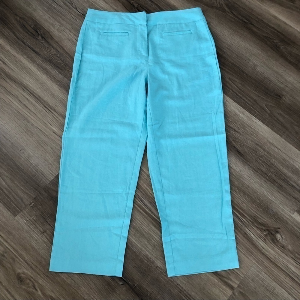 Chadwicks Light Teal Lenin Blend Ankle Pants Size 12